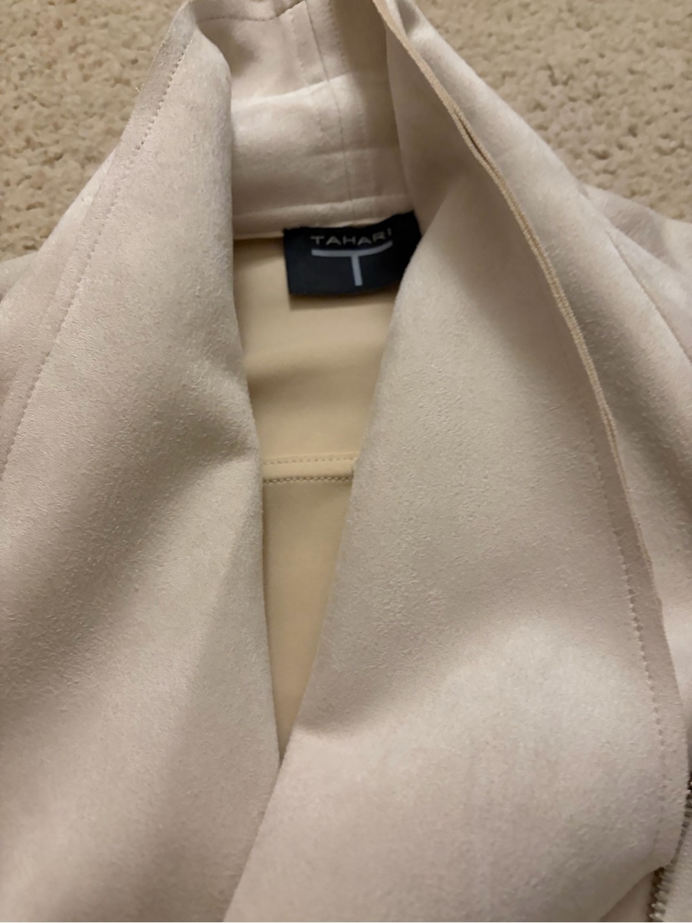 NWOT Tahiti Cream Asymmetrical Zip Leather Moto Jacket - Picture 4 of 8